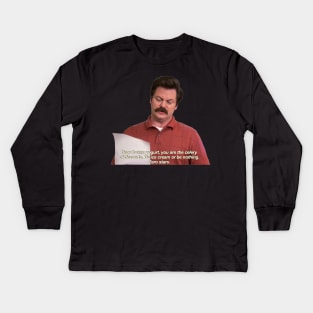 Ron Swanson - Frozen Yogurt Kids Long Sleeve T-Shirt